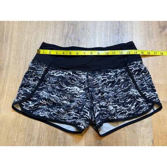 Lululemon Womens Run Speed Shorts High Waist Nami‎ Wave White Black 4 - Picture 4 of 8